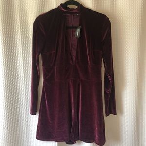 Maroon velour romper